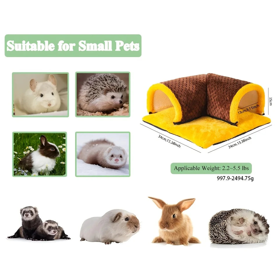 Warm Guinea Pig Hideout Tunnel Bed, Soft Removable Guinea Pig Tunnels and Tubes for Cage, Guinea Pig Hides Fleece for Rat, Sturd