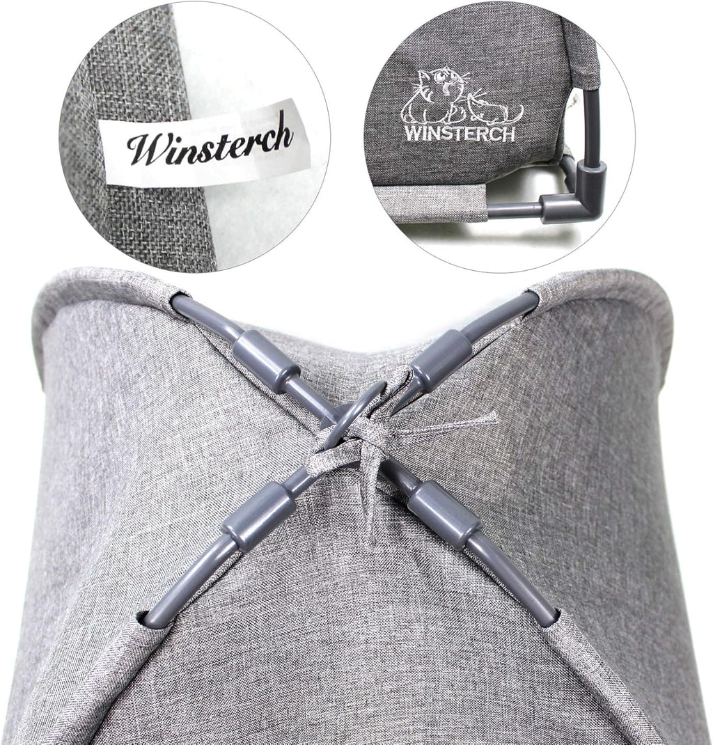 Cat Bed Cave for Indoor Cats, Small Pet Tent Cave for Cats, Kittens, and Small Dogs, Warming Cat House with Removable Washable Cushion (18.5'‘ X 18.5’' X 15.8'', Grey)