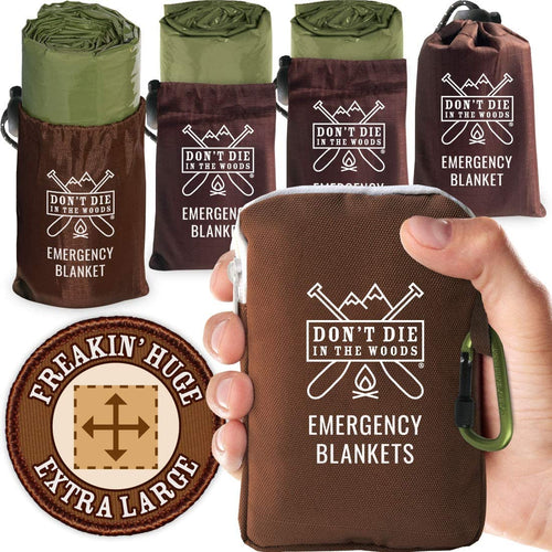 '- Freakin’ Huge Emergency Blankets [4-Pack] Extra Large Thermal Mylar Space Blanket - One of the Ten Essentials Outdoor Survival Gear for Hiking Camping First Aid Kit (Green)