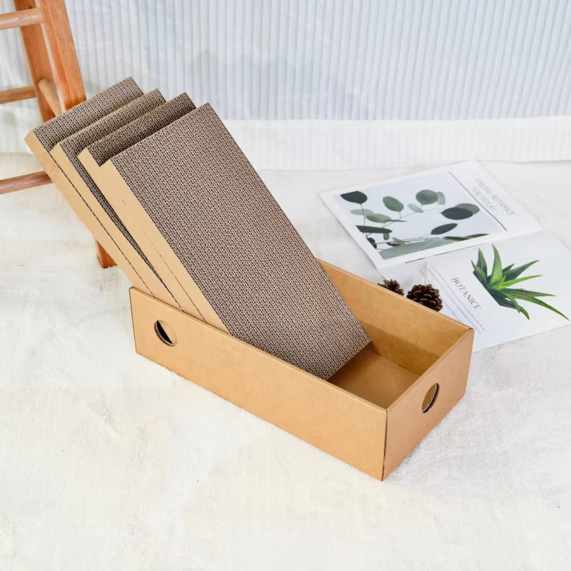 4 Pack 1 Cat Scratching Post Cardboard Box for Indoor Cats, Cat Scratching Mat Cardboard Box for Indoor Cats and Kittens