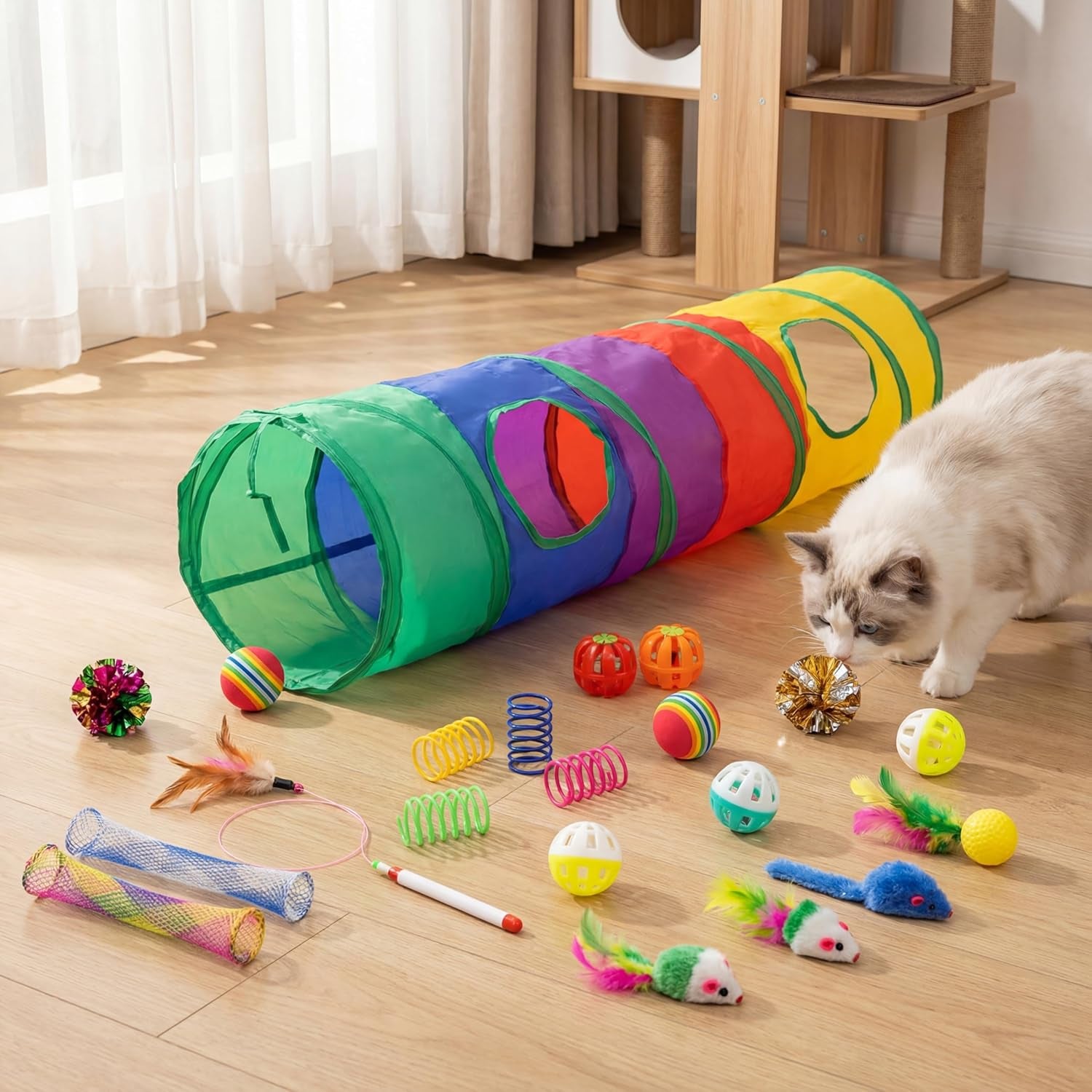 25-Piece Cat Toy Set — Tunnel, Teasers & Sensory Play Enrichment