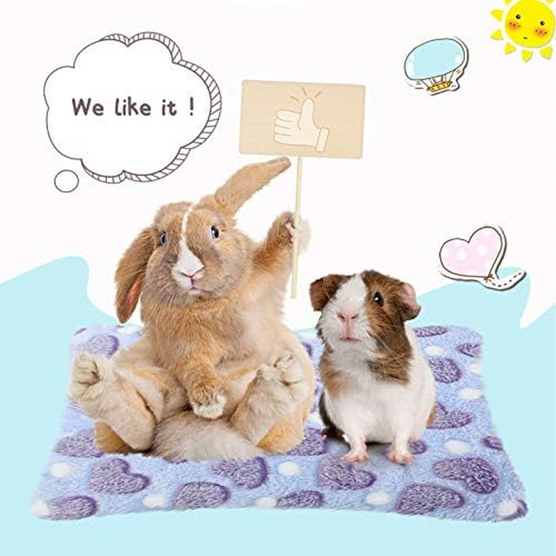 4 Pcs Guinea Pig Bed Mat 11" X 10" Bunny Beds for Rabbits Indoor Washable Small Animal Bed Plush Sleeping Pad for Rat Hedgehog Sugar Glider Chinchilla Squirrel Dogs Cats Ferrets Hamster