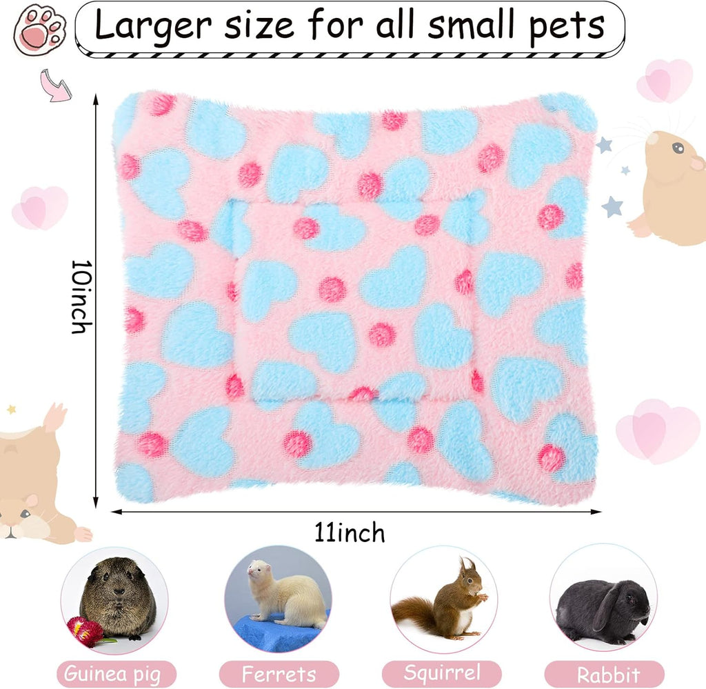 4 Pcs Guinea Pig Bed Mat 11" X 10" Bunny Beds for Rabbits Indoor Washable Small Animal Bed Plush Sleeping Pad for Rat Hedgehog Sugar Glider Chinchilla Squirrel Dogs Cats Ferrets Hamster