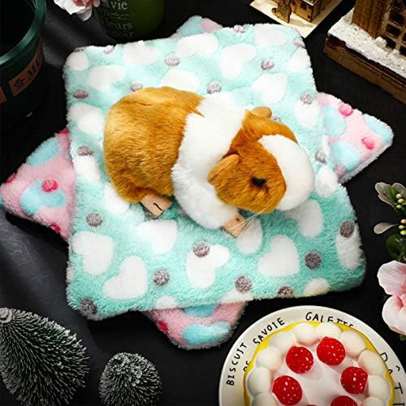 4 Pcs Guinea Pig Bed Mat 11" X 10" Bunny Beds for Rabbits Indoor Washable Small Animal Bed Plush Sleeping Pad for Rat Hedgehog Sugar Glider Chinchilla Squirrel Dogs Cats Ferrets Hamster