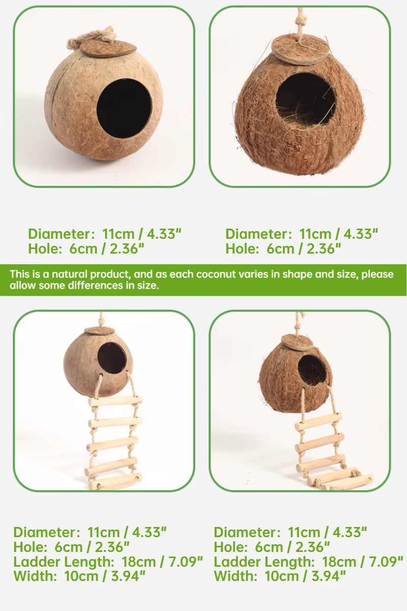 Hamster House Bite-Resistant Natural Small Pet Coconut Cages Guinea-Pig Hamster Hideout House Toy Wooden House Pet Supplies