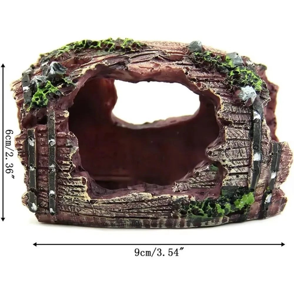 Aquarium Ornaments Decorations Resin Wood Trunk Log Artificial Barrel Hideout Cave Landscaping Accessories for Fish Tank Betta