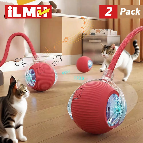 Cat Interactive Ball Toy Automatic Rolling Ball Faux Tail Rechargeable Smart Pet Electric Toy Pet Training Imitate Mouse