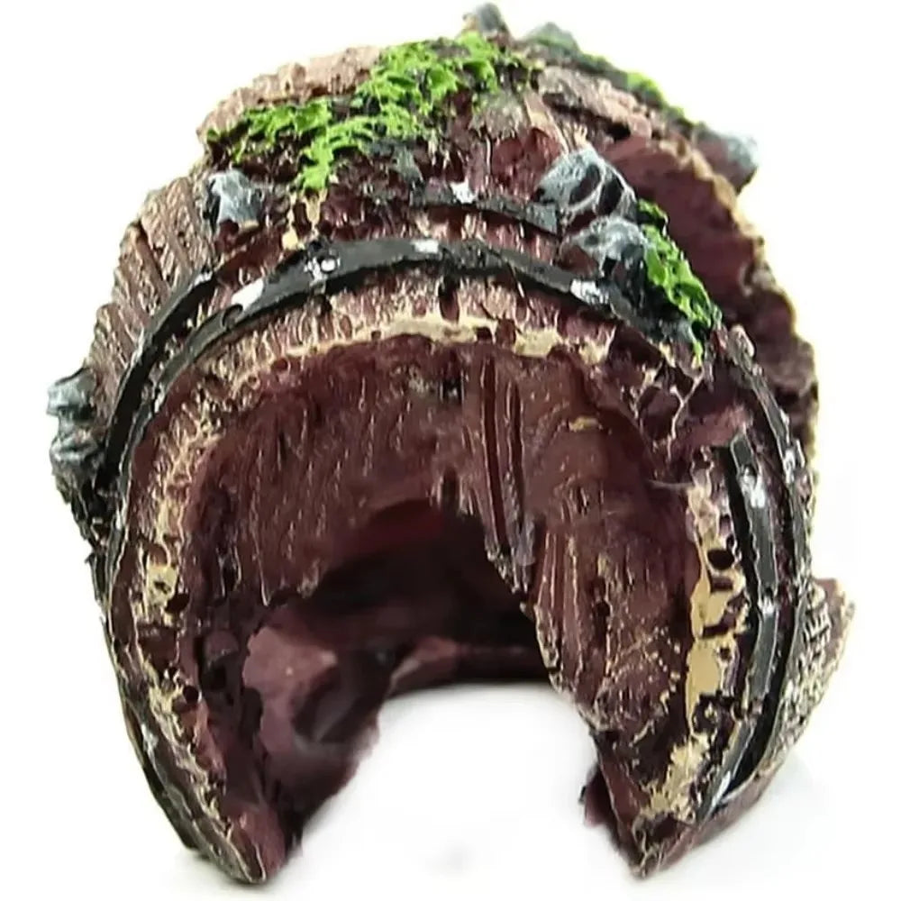Aquarium Ornaments Decorations Resin Wood Trunk Log Artificial Barrel Hideout Cave Landscaping Accessories for Fish Tank Betta