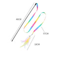 Simulation Feather Interactive Cat Toy Satin Ribbon Bell Cat Stick Toys Kitten Playing Teaser Wand Toy Cat Supplies Accessories