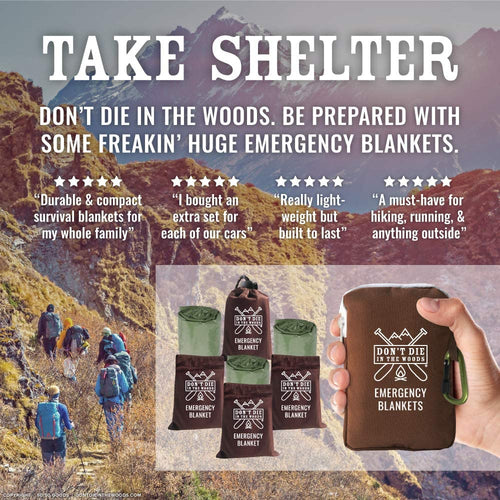 '- Freakin’ Huge Emergency Blankets [4-Pack] Extra Large Thermal Mylar Space Blanket - One of the Ten Essentials Outdoor Survival Gear for Hiking Camping First Aid Kit (Green)