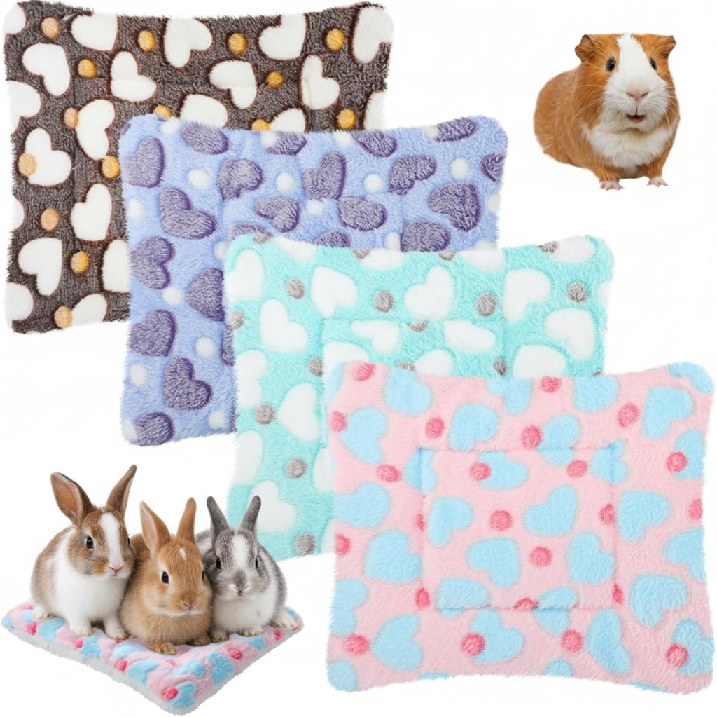 4 Pcs Guinea Pig Bed Mat 11" X 10" Bunny Beds for Rabbits Indoor Washable Small Animal Bed Plush Sleeping Pad for Rat Hedgehog Sugar Glider Chinchilla Squirrel Dogs Cats Ferrets Hamster