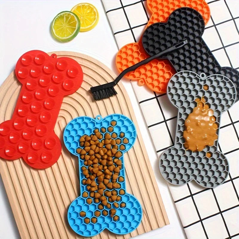 Dog Slow Food Pad Bone Silicone Pet Licking Pad Mat Placemats Pet Supplies Feeding Dog Cats Dogs Supplies