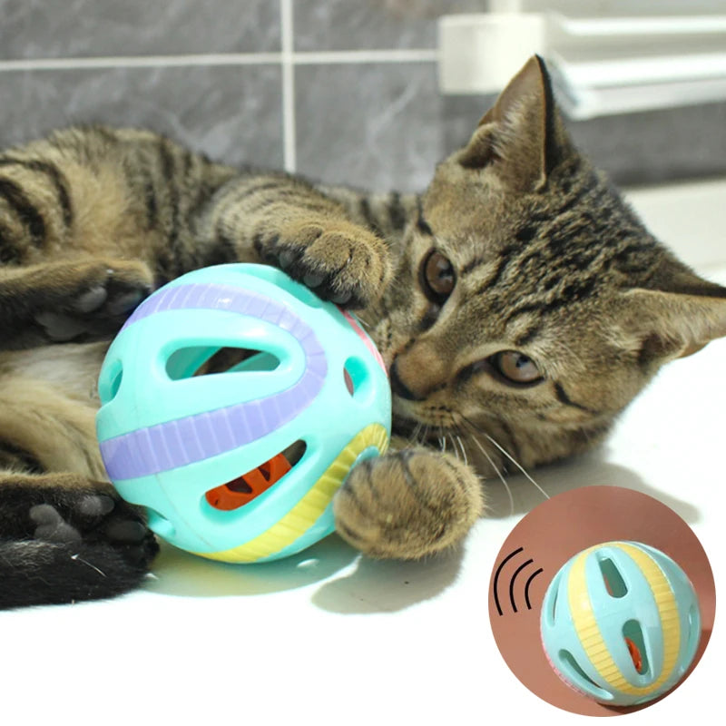 Bell Ball Cat Toys Kitten Colorful Playing Ball Toys Interactive Funny Plastic Cat Sound Toy Cat Ball Chase Toy Pet Supplies