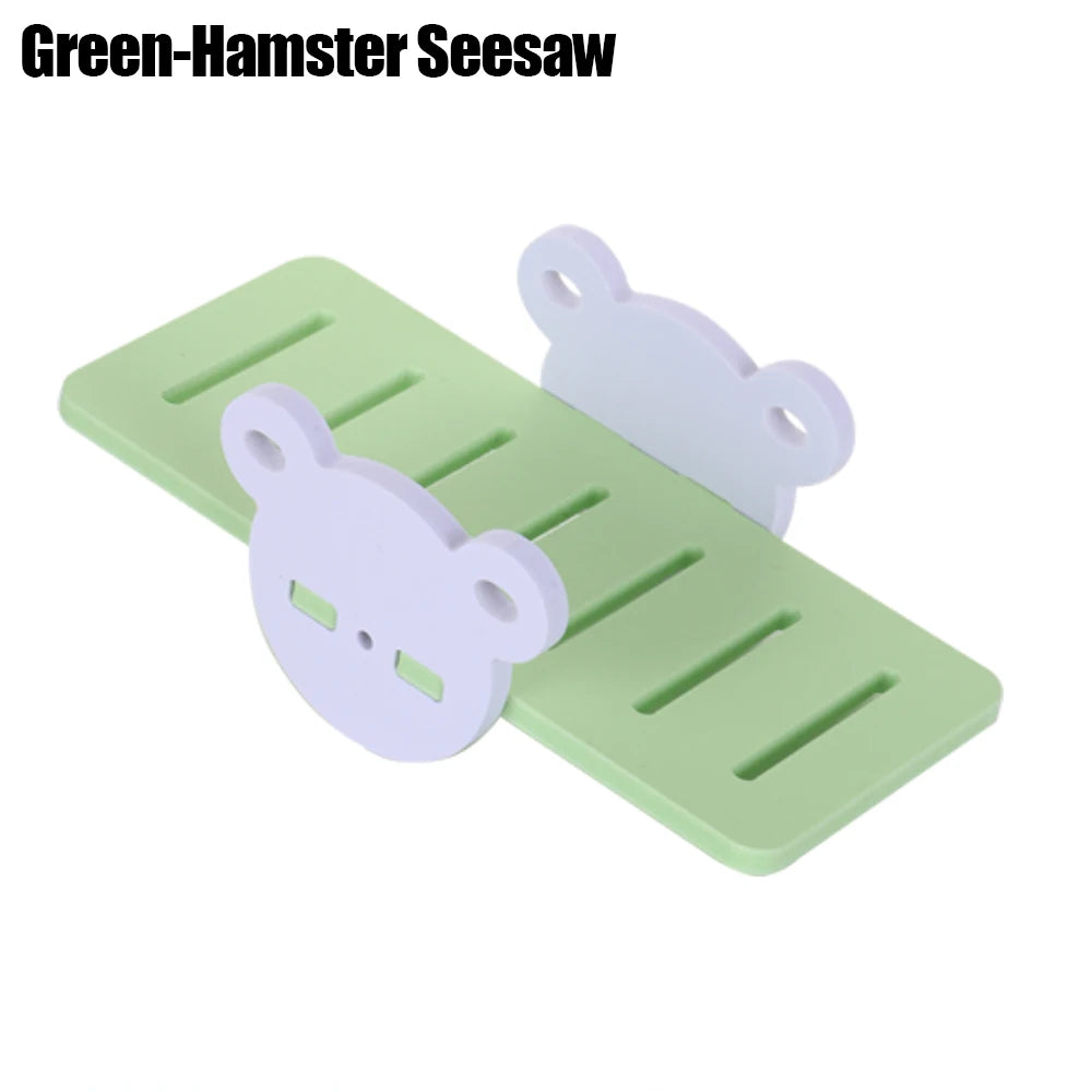 1 Pieces Hamster Toys Set Include Wooden Hamster House, Rainbow Bridge, Hamster Seesaw Toy Chew Corn
