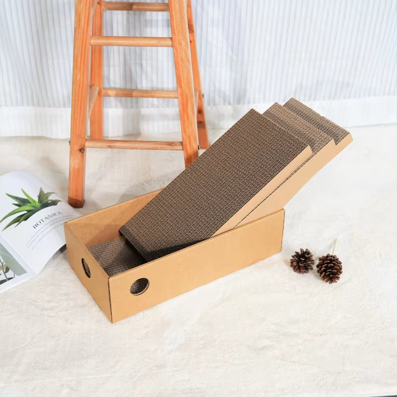4 Pack 1 Cat Scratching Post Cardboard Box for Indoor Cats, Cat Scratching Mat Cardboard Box for Indoor Cats and Kittens