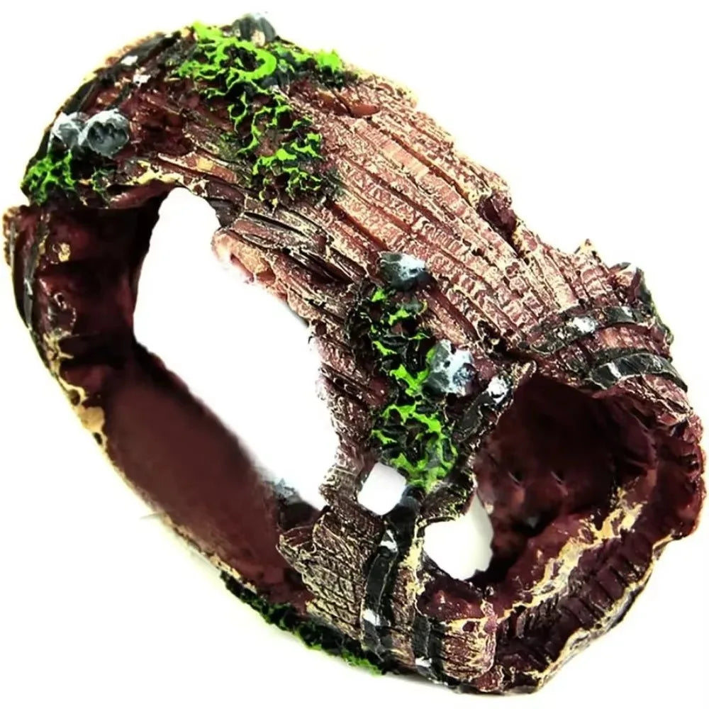 Aquarium Ornaments Decorations Resin Wood Trunk Log Artificial Barrel Hideout Cave Landscaping Accessories for Fish Tank Betta