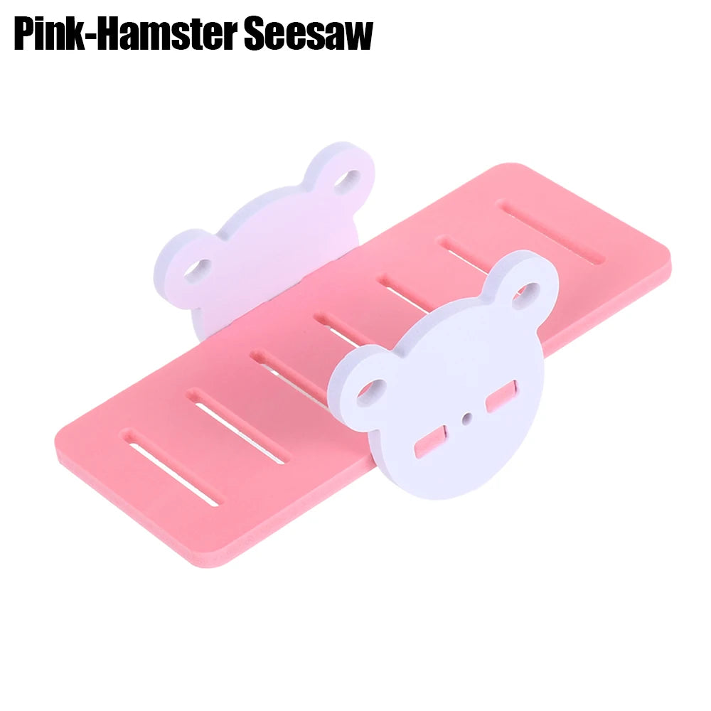 1 Pieces Hamster Toys Set Include Wooden Hamster House, Rainbow Bridge, Hamster Seesaw Toy Chew Corn