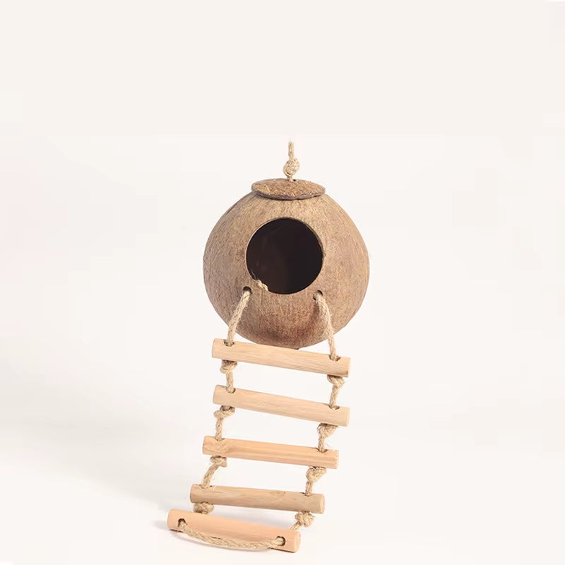 Hamster House Bite-Resistant Natural Small Pet Coconut Cages Guinea-Pig Hamster Hideout House Toy Wooden House Pet Supplies
