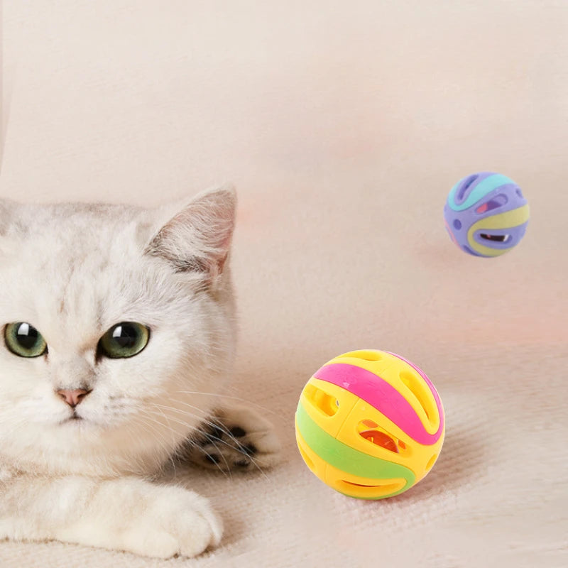 Bell Ball Cat Toys Kitten Colorful Playing Ball Toys Interactive Funny Plastic Cat Sound Toy Cat Ball Chase Toy Pet Supplies