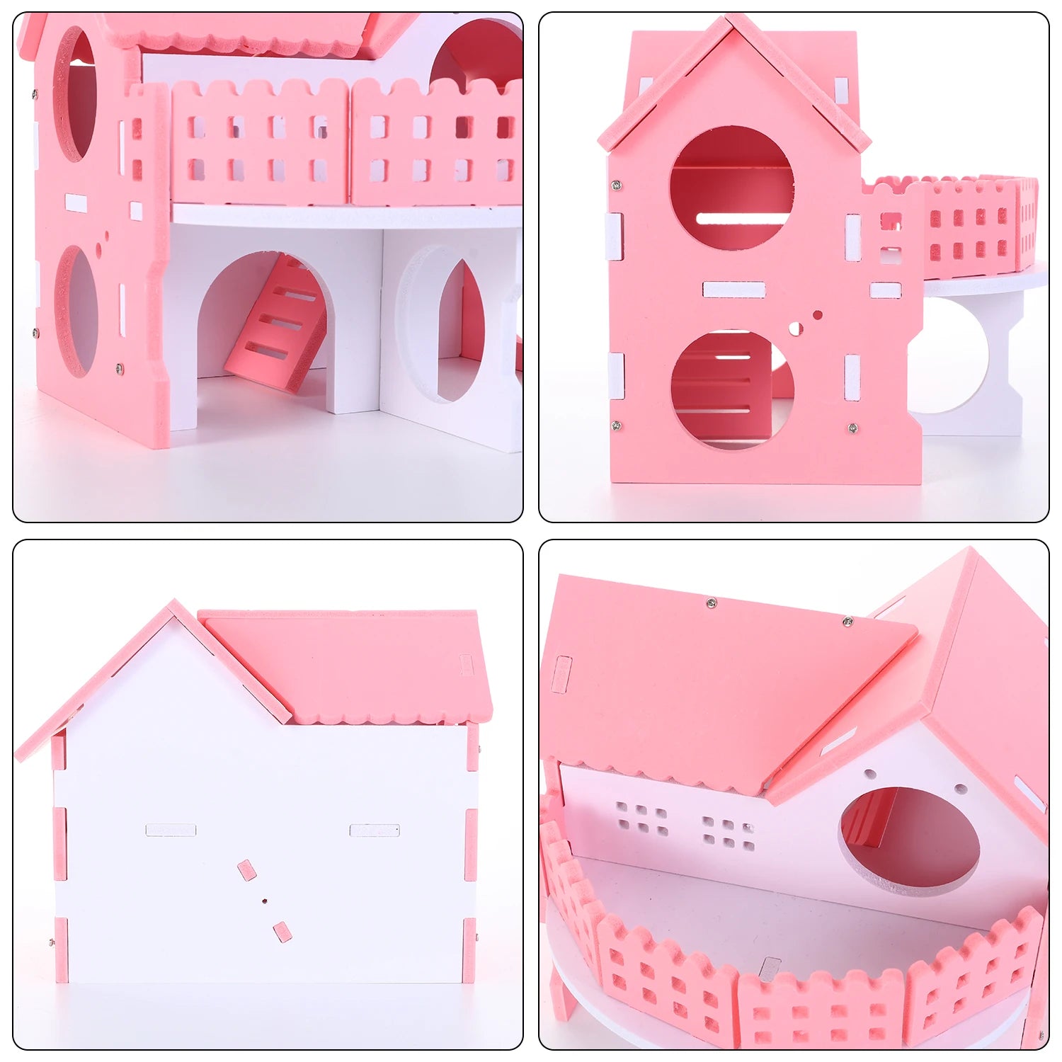 1 Pieces Hamster Toys Set Include Wooden Hamster House, Rainbow Bridge, Hamster Seesaw Toy Chew Corn