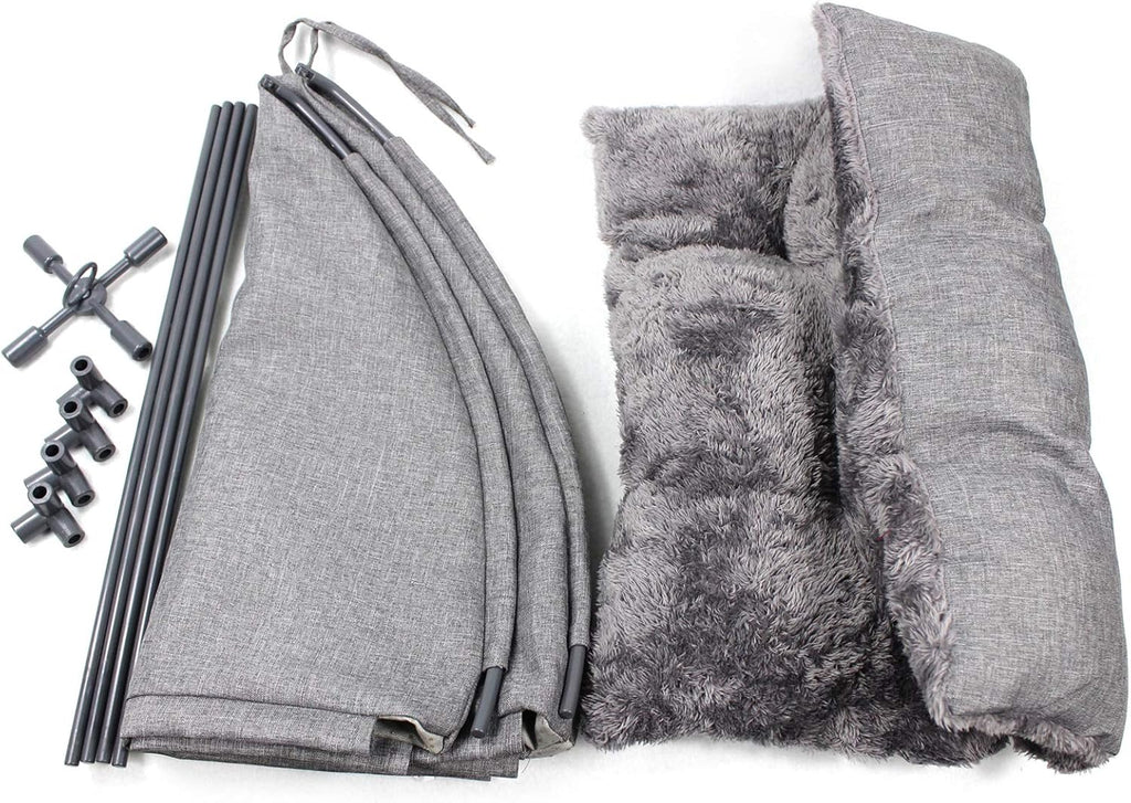 Cat Bed Cave for Indoor Cats, Small Pet Tent Cave for Cats, Kittens, and Small Dogs, Warming Cat House with Removable Washable Cushion (18.5'‘ X 18.5’' X 15.8'', Grey)