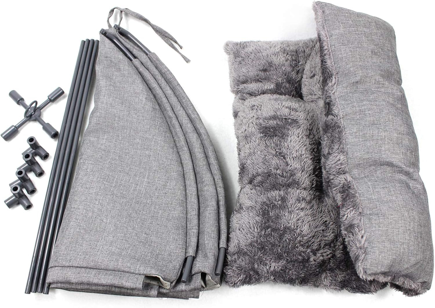 Cat Bed Cave for Indoor Cats, Small Pet Tent Cave for Cats, Kittens, and Small Dogs, Warming Cat House with Removable Washable Cushion (18.5'‘ X 18.5’' X 15.8'', Grey)