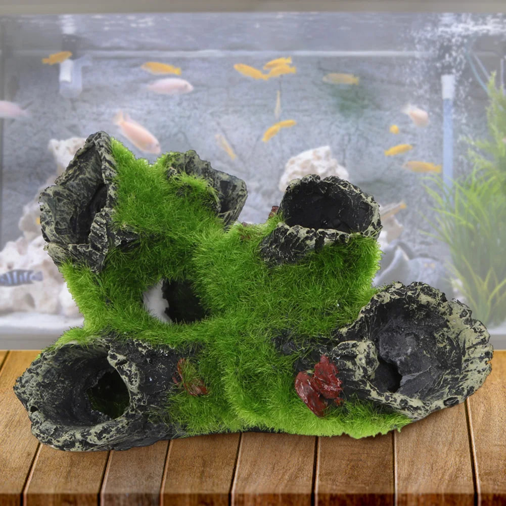 Resin Tree-Trunk Aquarium Cave — Hideout & Breeding Shelter for Shrimp & Betta