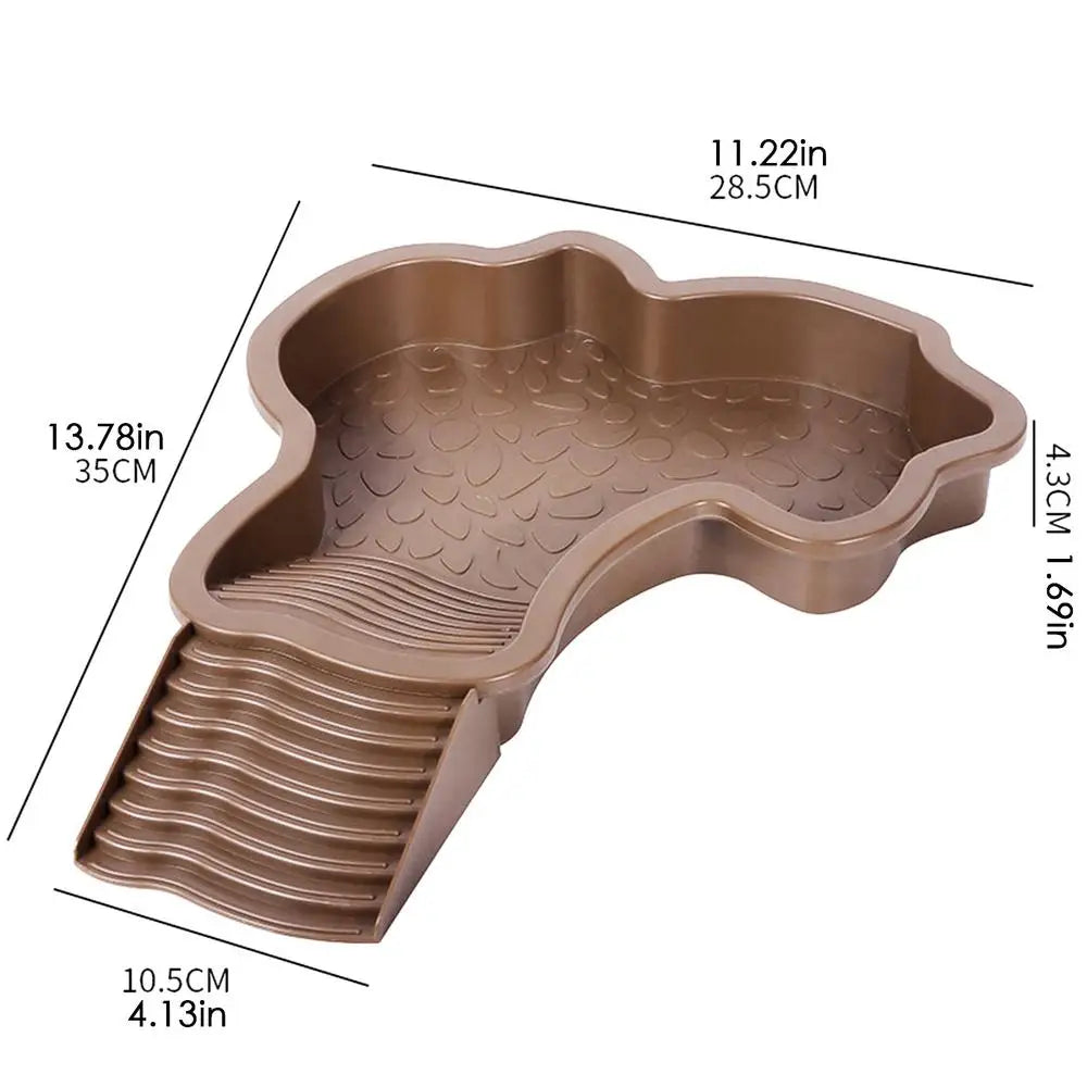 Reptile Soaking Pool with Ramp — Turtle Bathing Tub & Habitat Enrichment