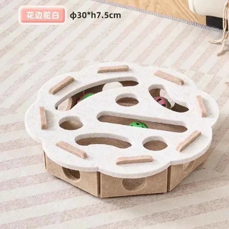 Interactive Cat Puzzle Toy with Sisal Scratching Post