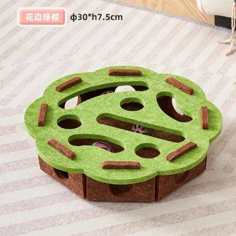 Interactive Cat Puzzle Toy with Sisal Scratching Post