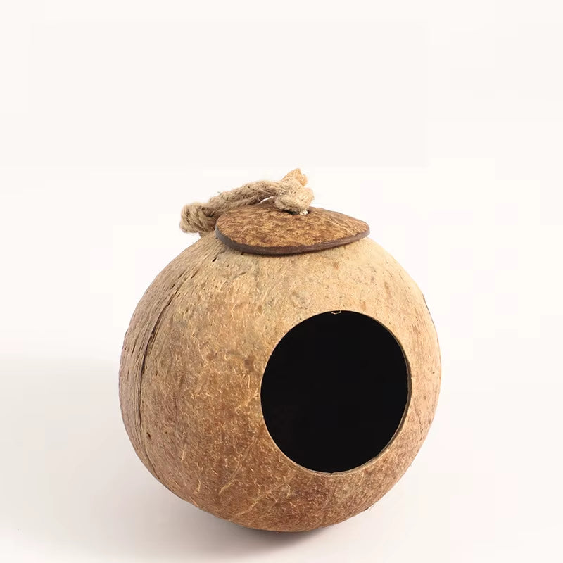 Hamster House Bite-Resistant Natural Small Pet Coconut Cages Guinea-Pig Hamster Hideout House Toy Wooden House Pet Supplies