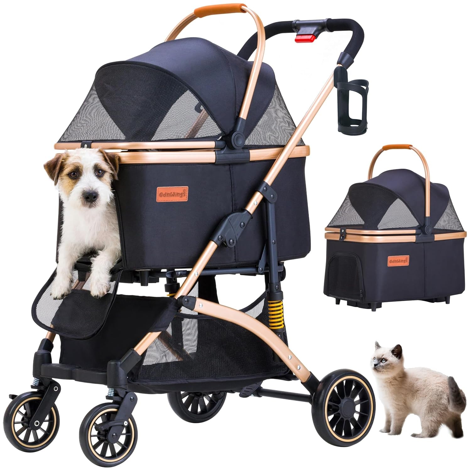 Pet Stroller for Small Dogs — Shock-Absorbing Travel Carrier on Wheels