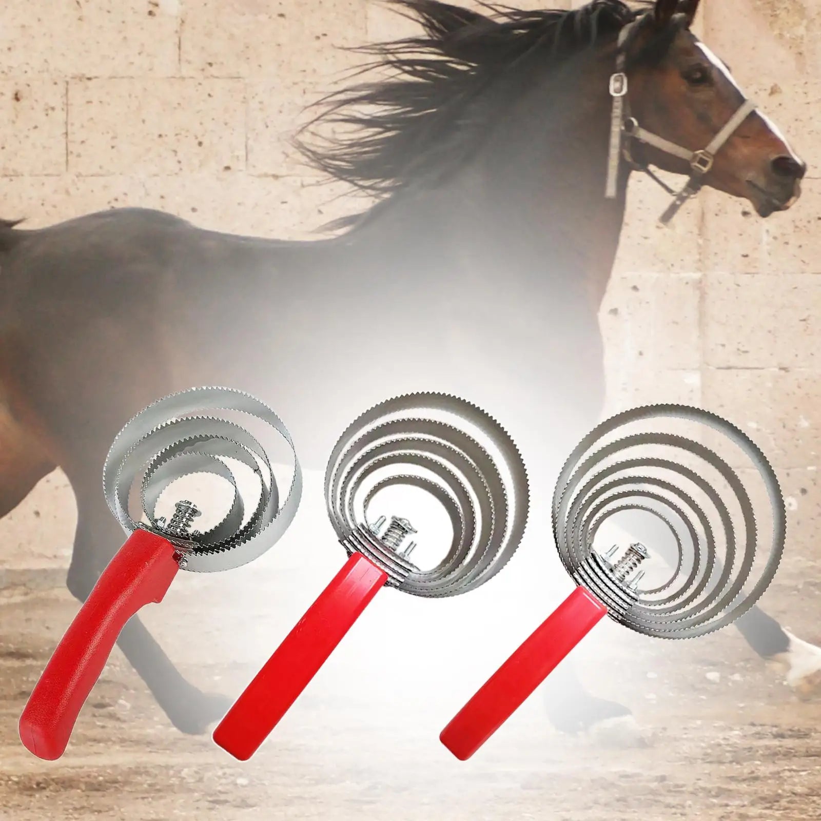 Reversible Curry Comb with Rubber anti Slip Grip Multifunctional Double Sided Curry Brush for Pet Horse Dog Cattle Sheep