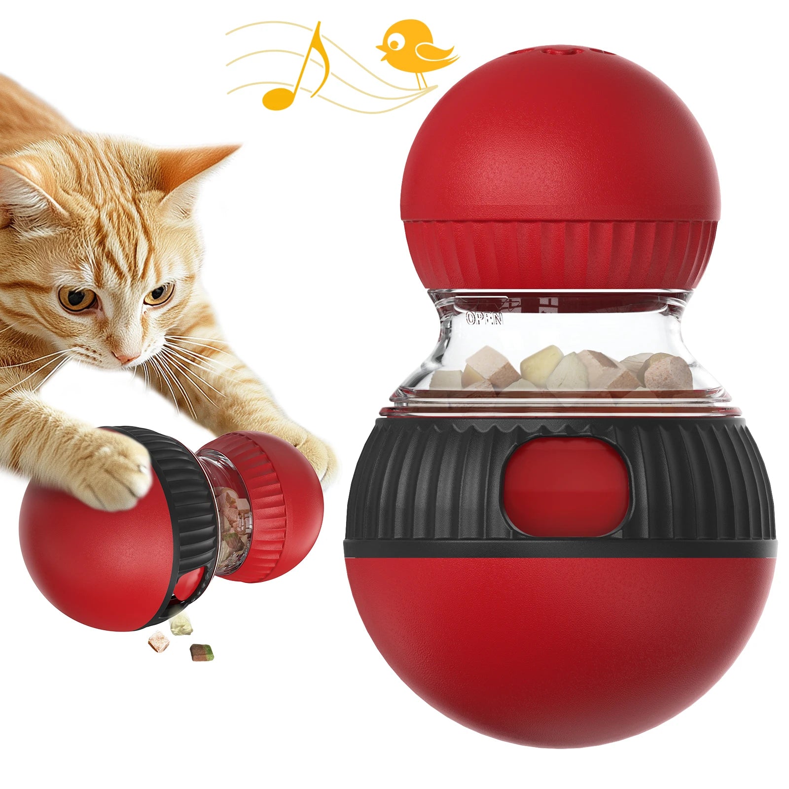 Squeaky Treat-Dispensing Puzzle Feeder for Cats — Slow Feeding