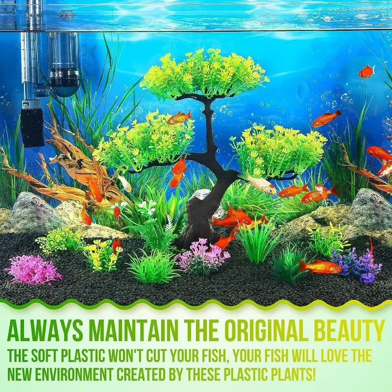 1Set Aquarium Artificial Plastic Plants Decoration Goldfish Tank Betta Fish Tank Plants Water Weeds Ornament Aquarium Decor
