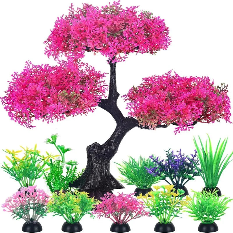 1Set Aquarium Artificial Plastic Plants Decoration Goldfish Tank Betta Fish Tank Plants Water Weeds Ornament Aquarium Decor