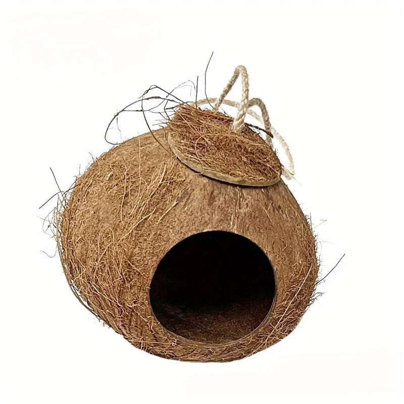 Natural Coconut Shell Bird House — Cozy Hideaway & Nest Retreat