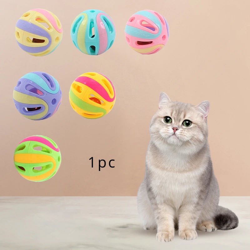 Bell Ball Cat Toys Kitten Colorful Playing Ball Toys Interactive Funny Plastic Cat Sound Toy Cat Ball Chase Toy Pet Supplies