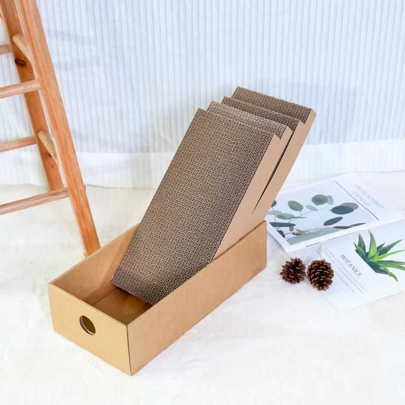 4 Pack 1 Cat Scratching Post Cardboard Box for Indoor Cats, Cat Scratching Mat Cardboard Box for Indoor Cats and Kittens