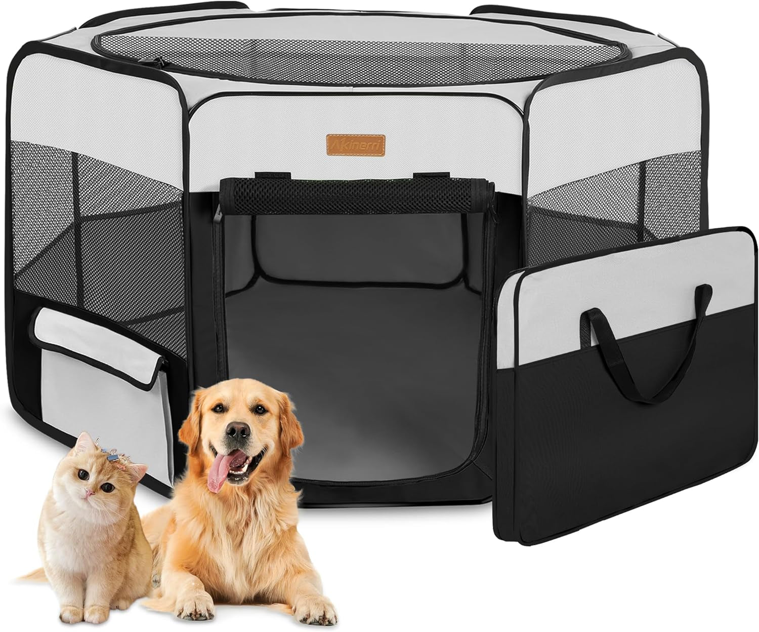 Portable Pet Playpen — Foldable Soft-Sided Fence for Dogs, Cats & Rabbits