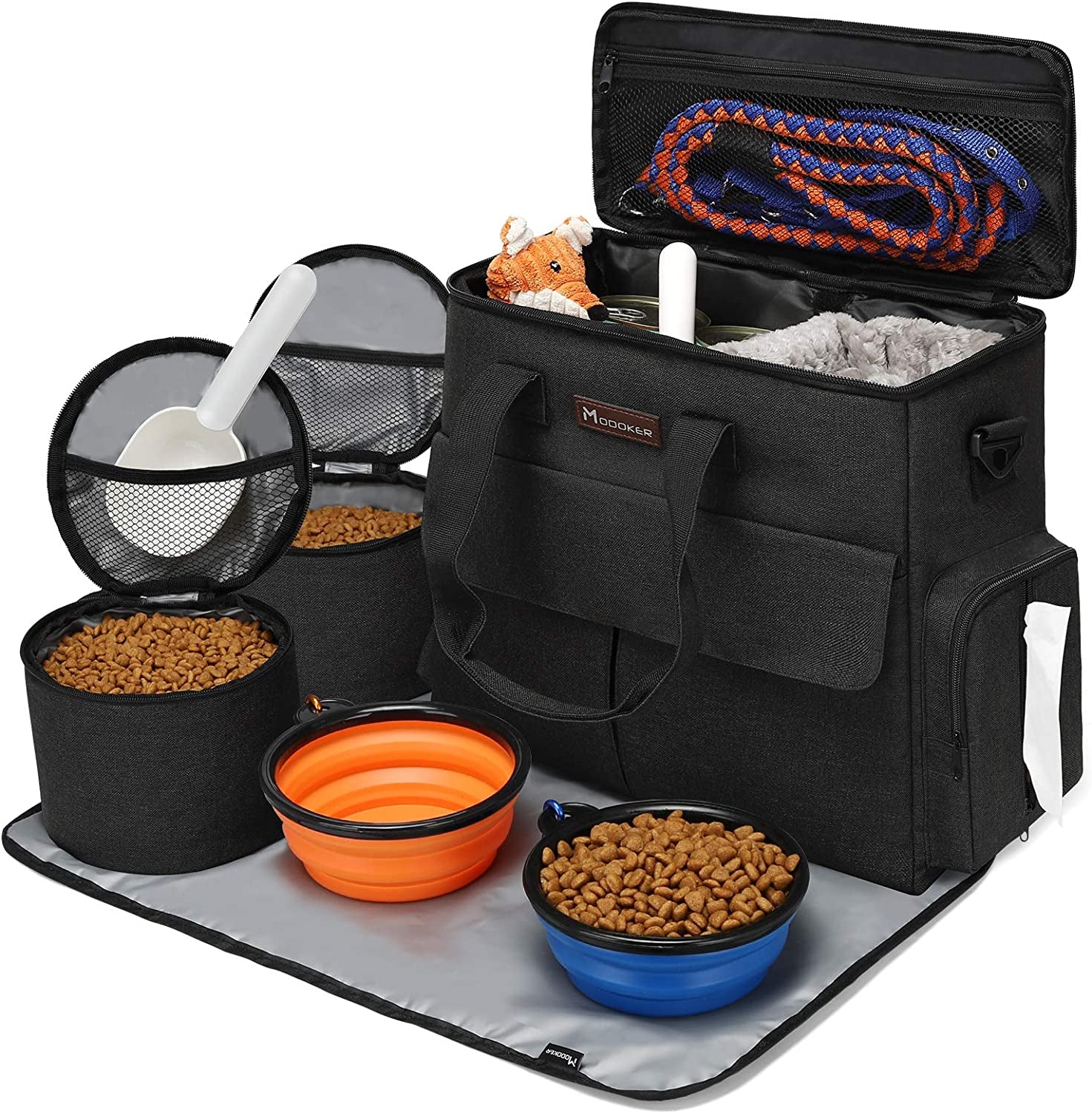 Dog Travel Bag Set — Weekend Go-Bag with Bowls & Storage