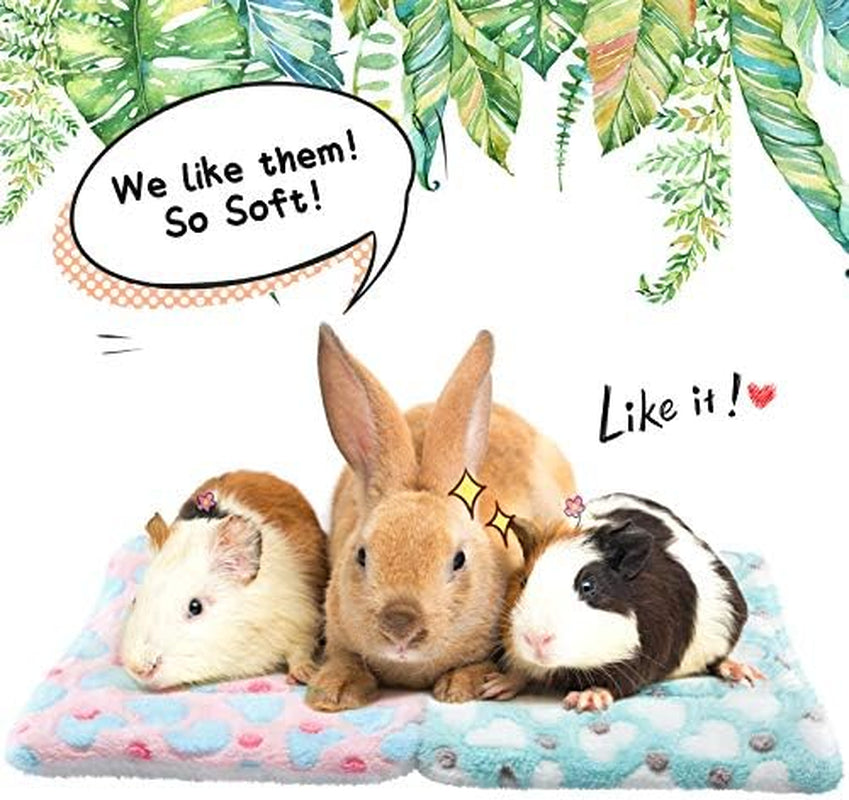 4 Pcs Guinea Pig Bed Mat 11" X 10" Bunny Beds for Rabbits Indoor Washable Small Animal Bed Plush Sleeping Pad for Rat Hedgehog Sugar Glider Chinchilla Squirrel Dogs Cats Ferrets Hamster