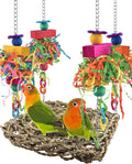 Conure Toys, Bird Grass Swing Mat Parrot Climbing Hammock with Colorful Toys for Parakeet, Cockatiel, Sun Conure, Lovebird, Budgie, Small Birds