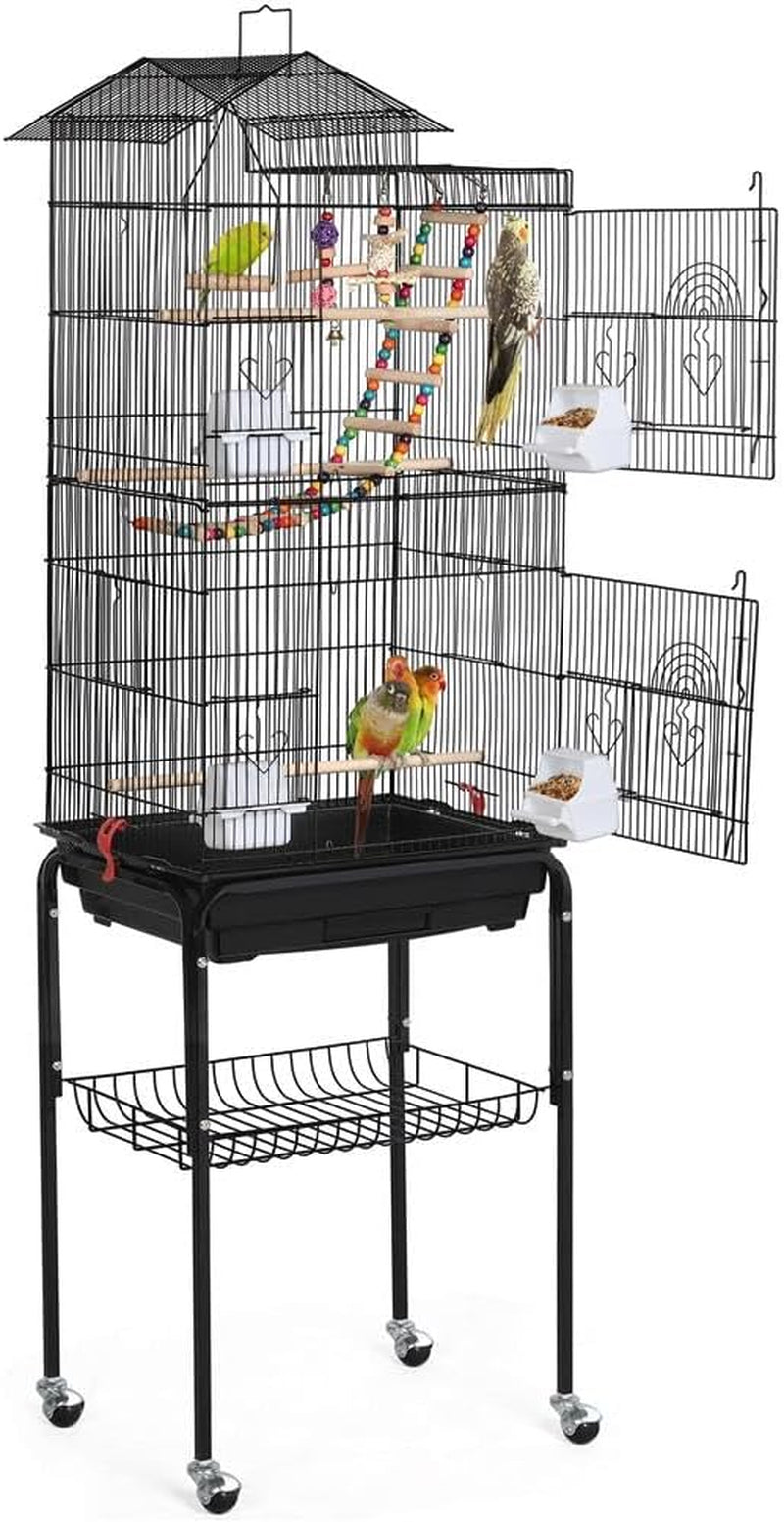 64" Open-Top Bird Cage with Play Top — Parakeet Habitat Enrichment