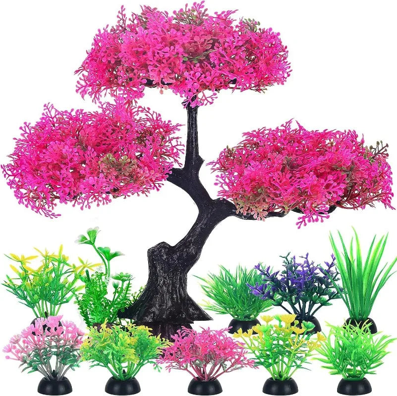1Set Aquarium Artificial Plastic Plants Decoration Goldfish Tank Betta Fish Tank Plants Water Weeds Ornament Aquarium Decor