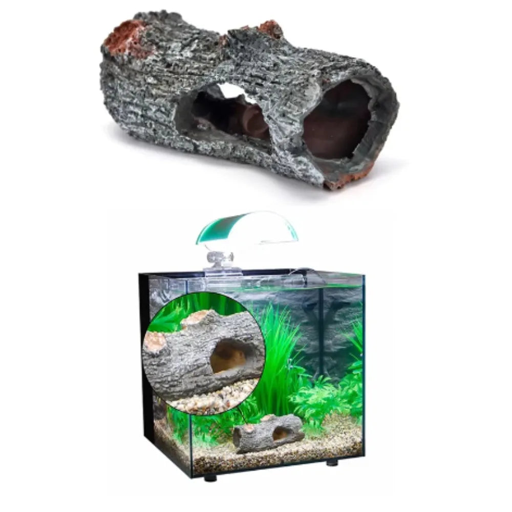 Aquarium Ornaments Decorations Resin Wood Trunk Log Artificial Barrel Hideout Cave Landscaping Accessories for Fish Tank Betta