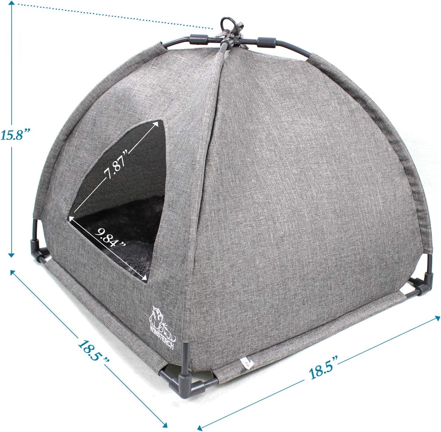 Cat Bed Cave for Indoor Cats, Small Pet Tent Cave for Cats, Kittens, and Small Dogs, Warming Cat House with Removable Washable Cushion (18.5'‘ X 18.5’' X 15.8'', Grey)