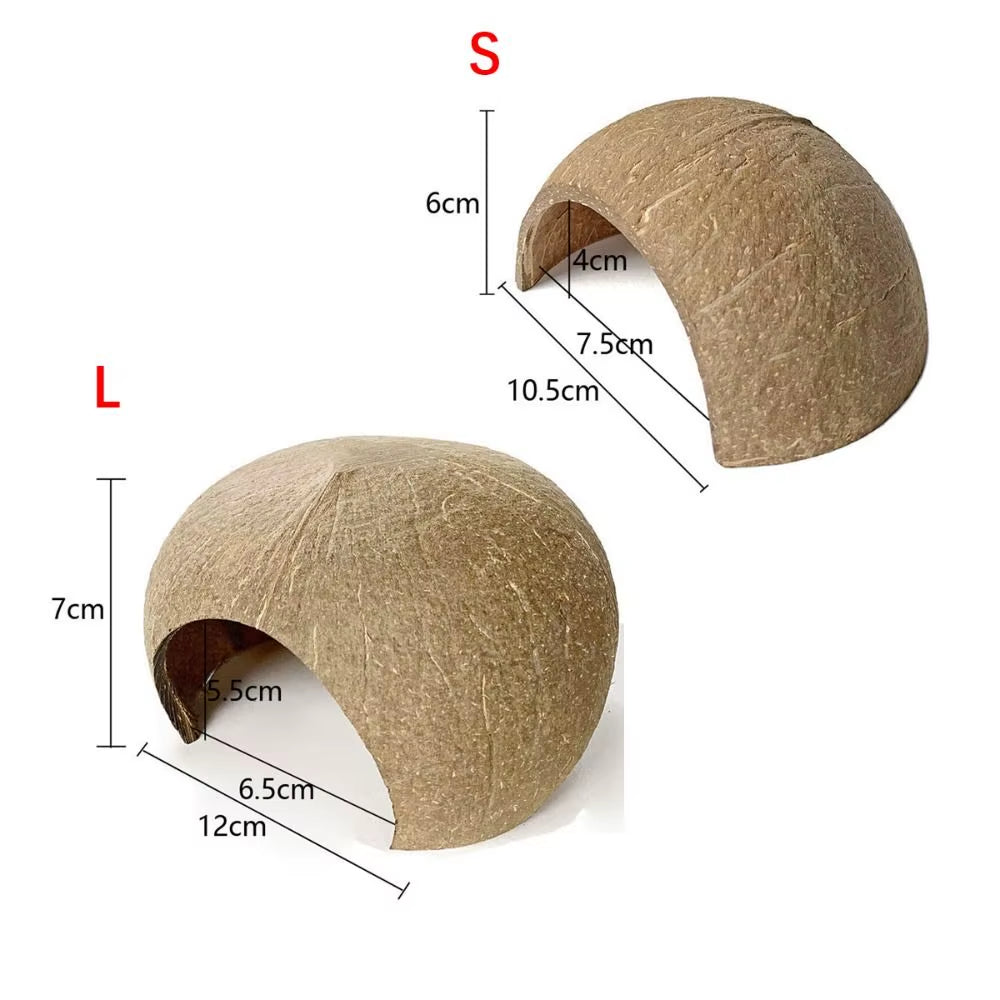 Natural Coconut Shell Coconut Shell Hamster Nest Bite-Resistant Small Pet Toy Guinea Pig Hideout Reptile Hide Habitat Hamster