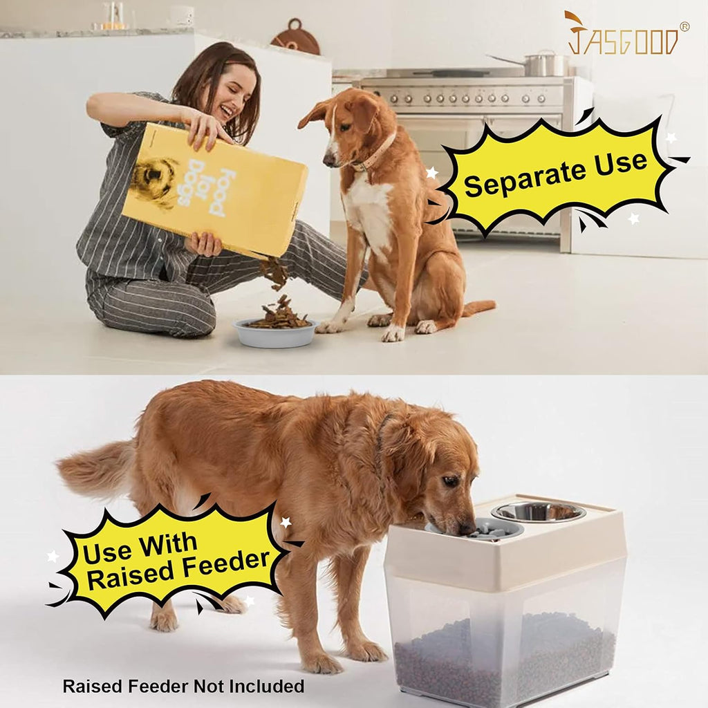 Dog Slow Feeder - Reduce Slip Puzzle Bowl for Raised Pet Feeders - Interactive Bloat Stop Elevated Diners Replacement Bowl (Gray, Fit Opening 7.5"-8")