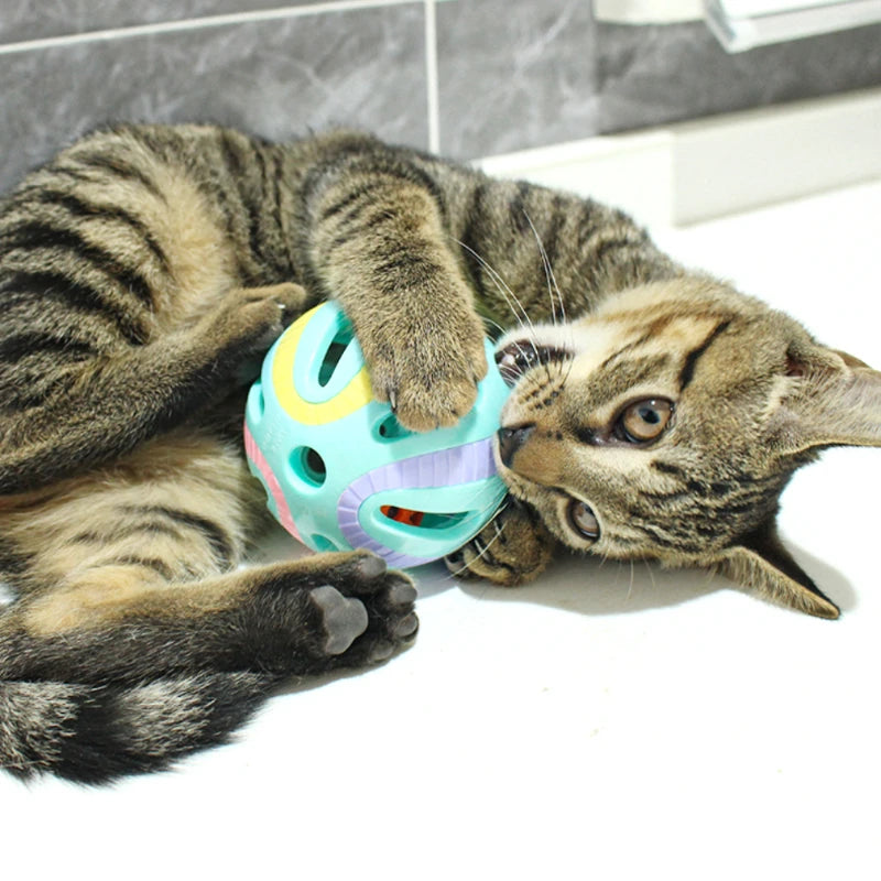 Bell Ball Cat Toys Kitten Colorful Playing Ball Toys Interactive Funny Plastic Cat Sound Toy Cat Ball Chase Toy Pet Supplies